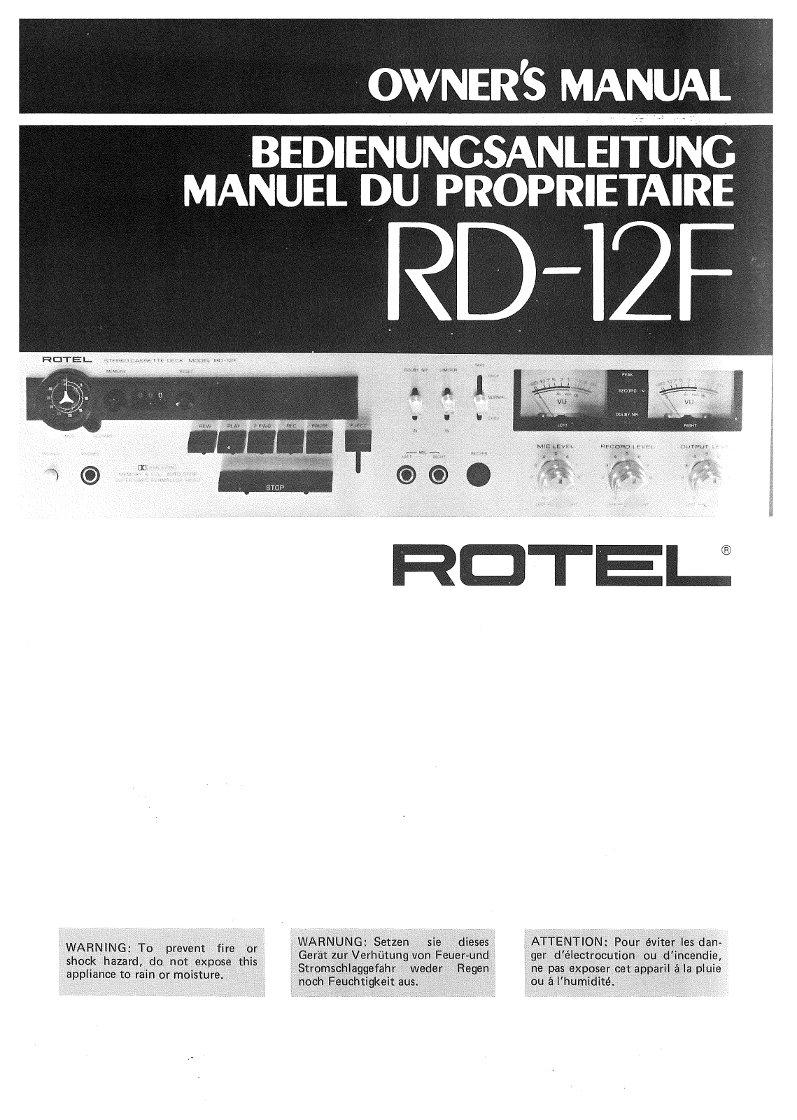 Rotel RD-12F User Manual