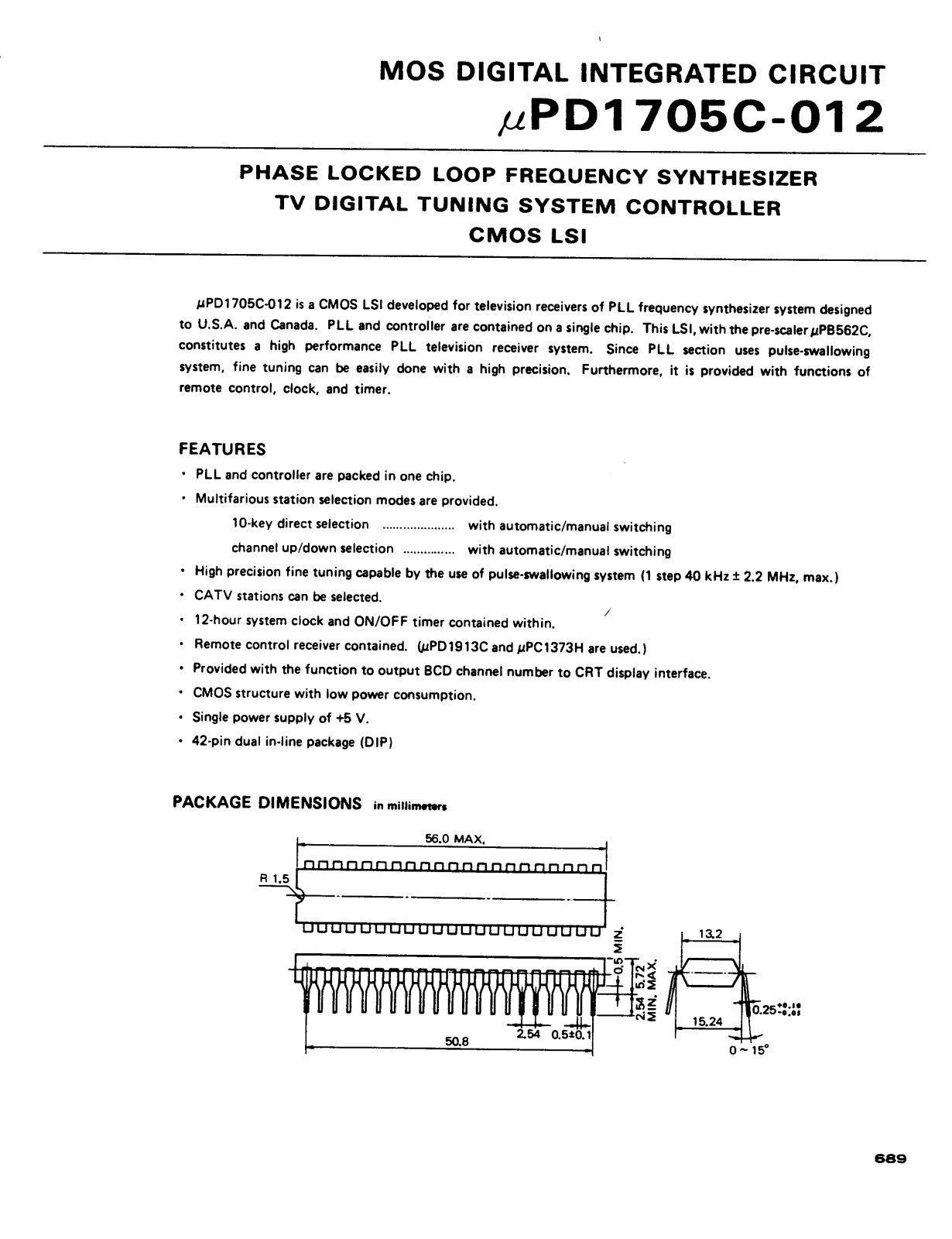 NEC UPD1705C-012 Datasheet