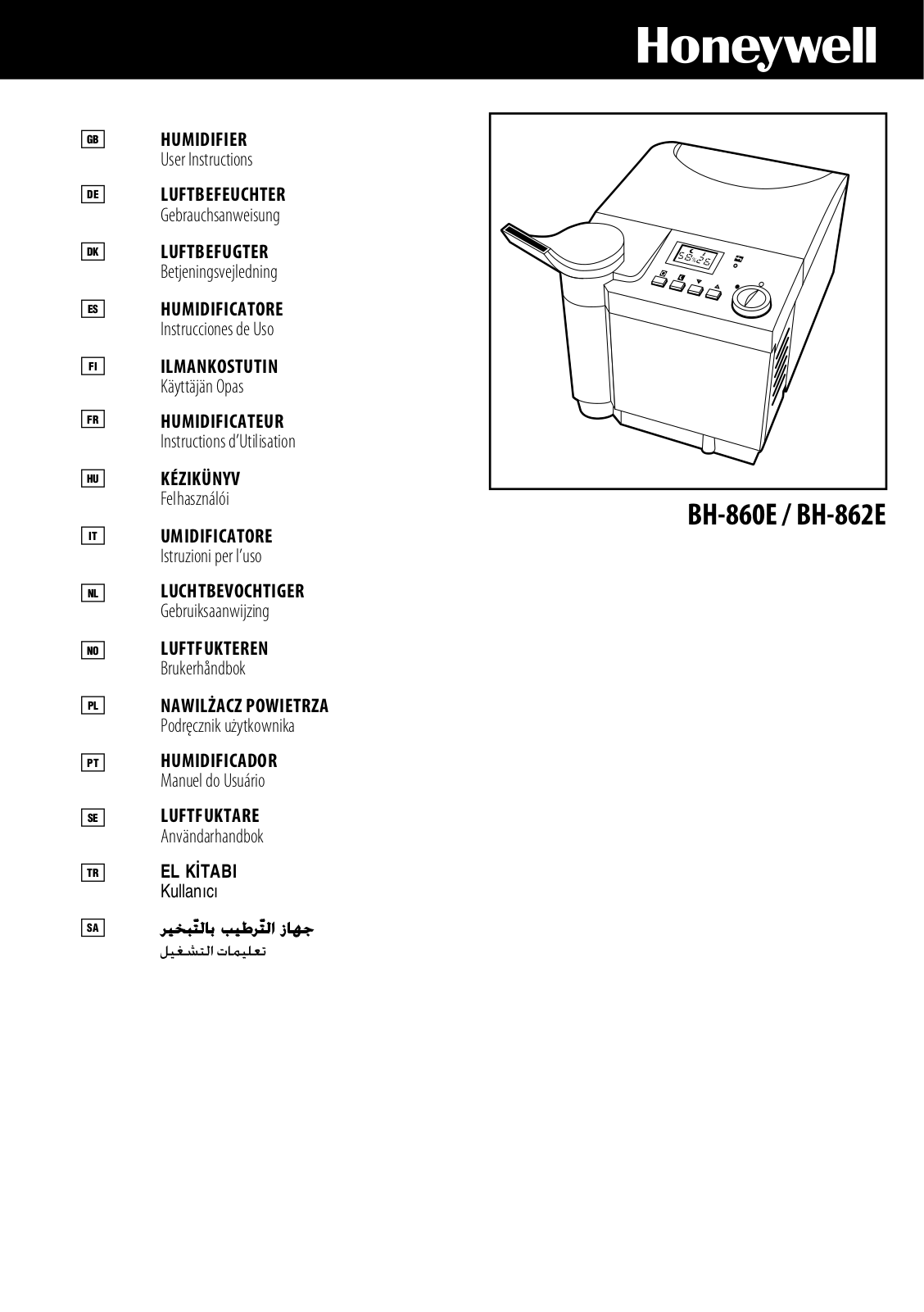 HONEYWELL BH860E User Manual