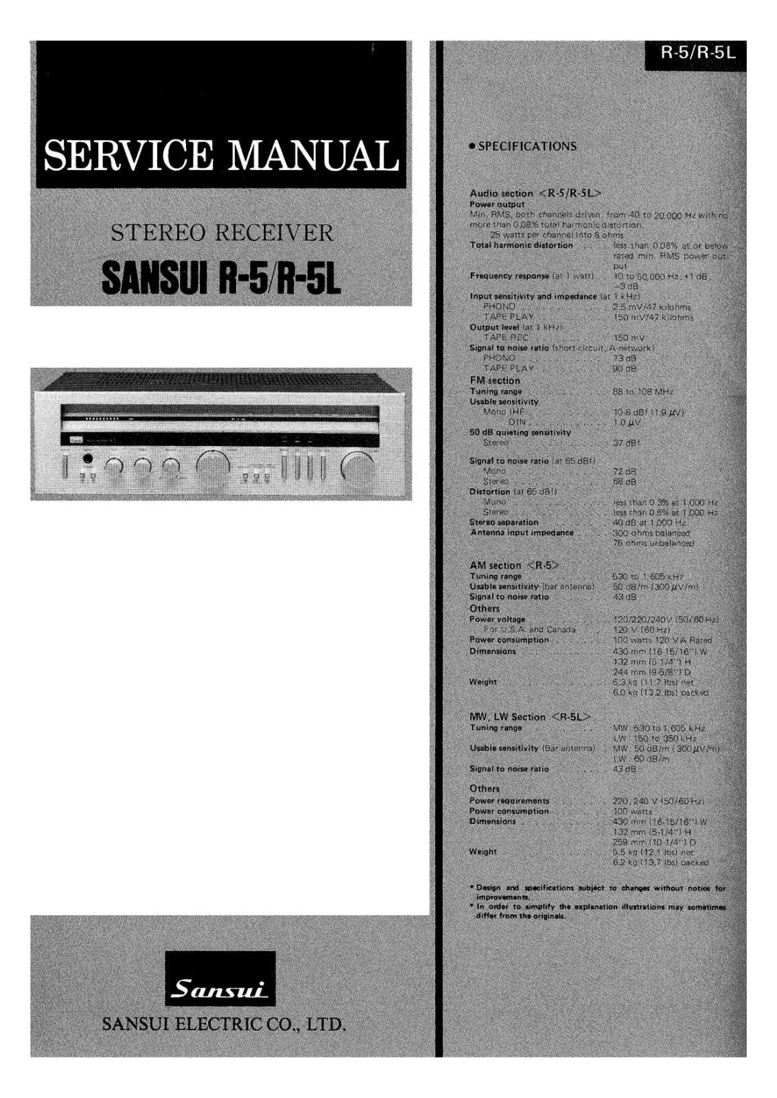 Sansui R-5-L, R-5 Service Manual