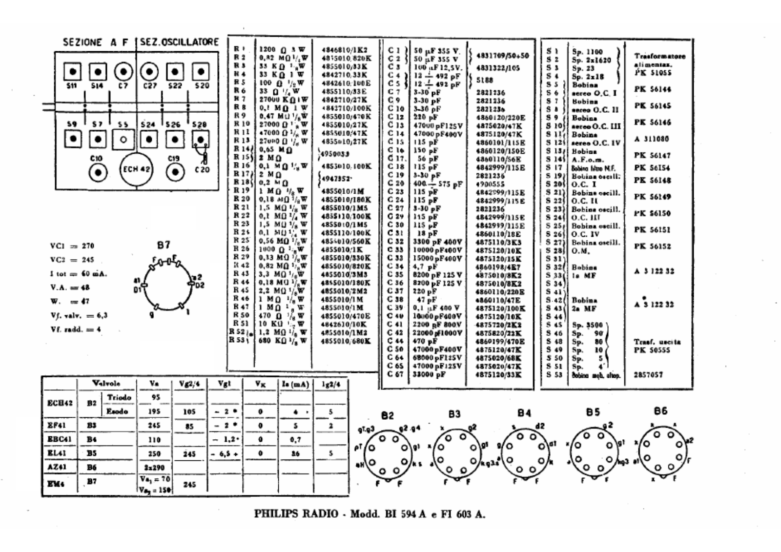 Philips bi594a, fi603a components