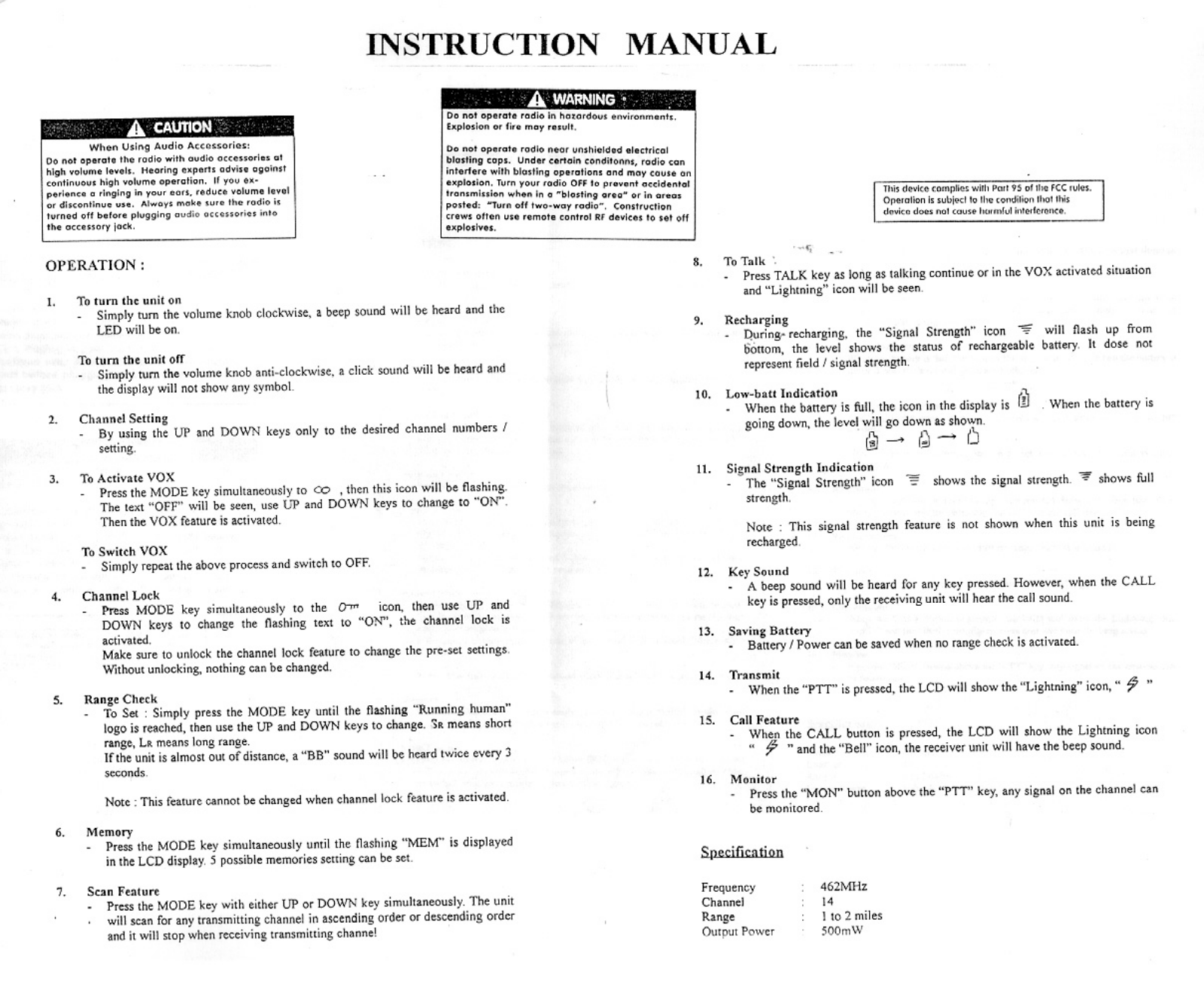 Golden Eagle Electronics 5M3BS User Manual