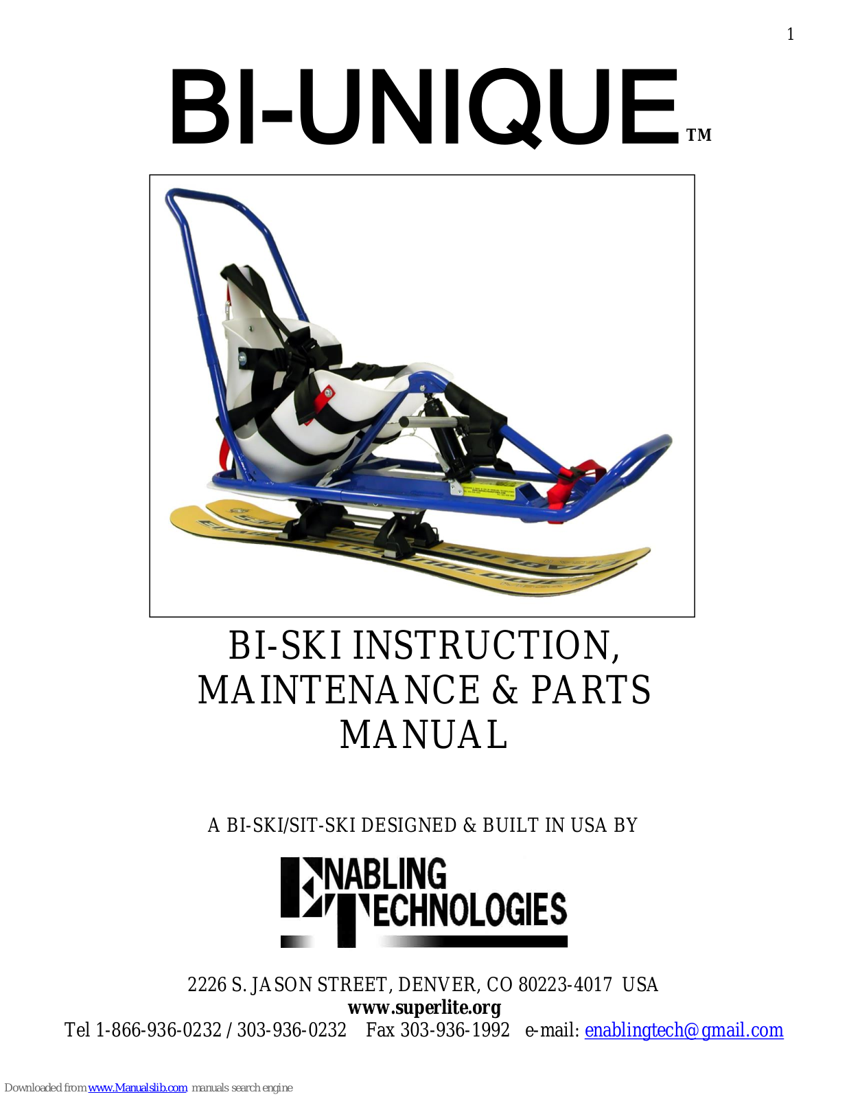 Enabling Technologies BI-UNIQUE Instruction And Maintenance Manual