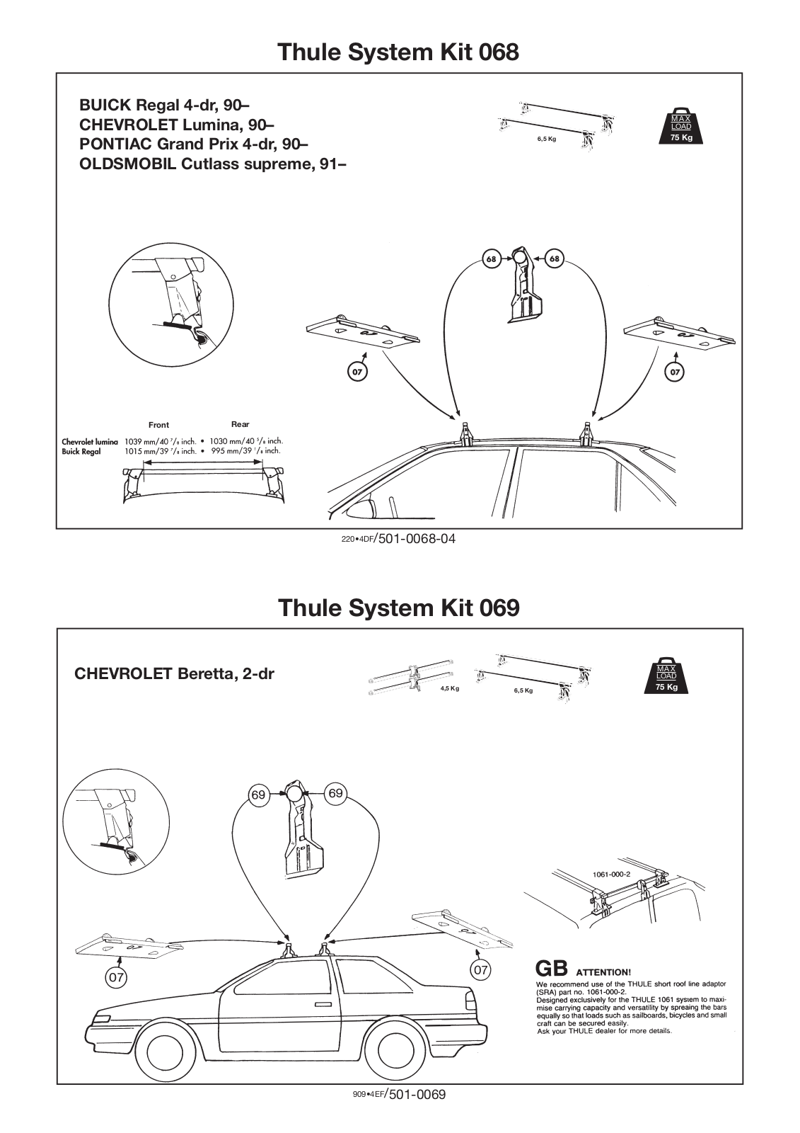 Thule 69, 68 User Manual