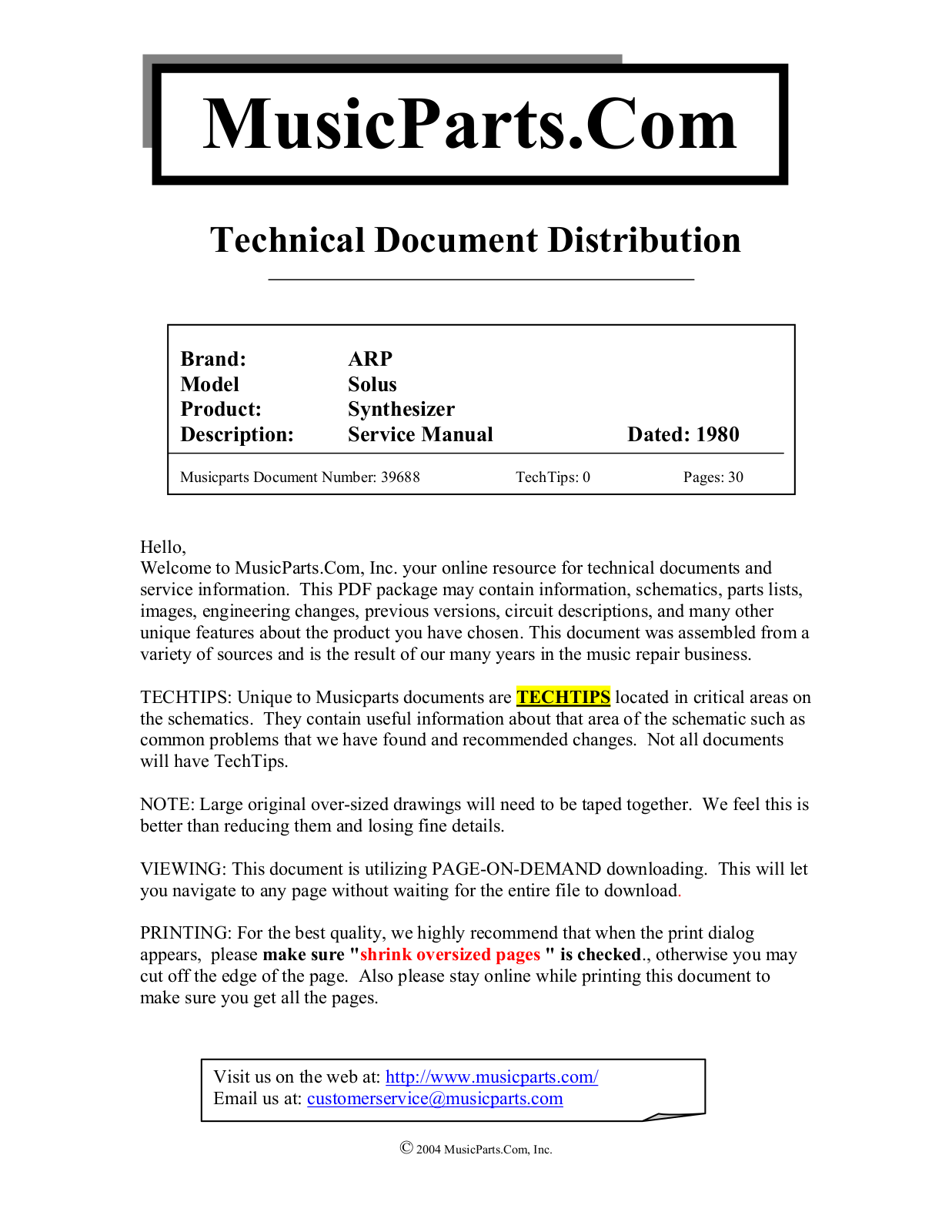 ARP Solus Service Manual