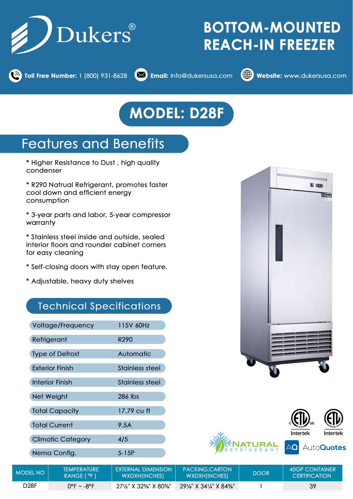 Dukers D28F Specifications