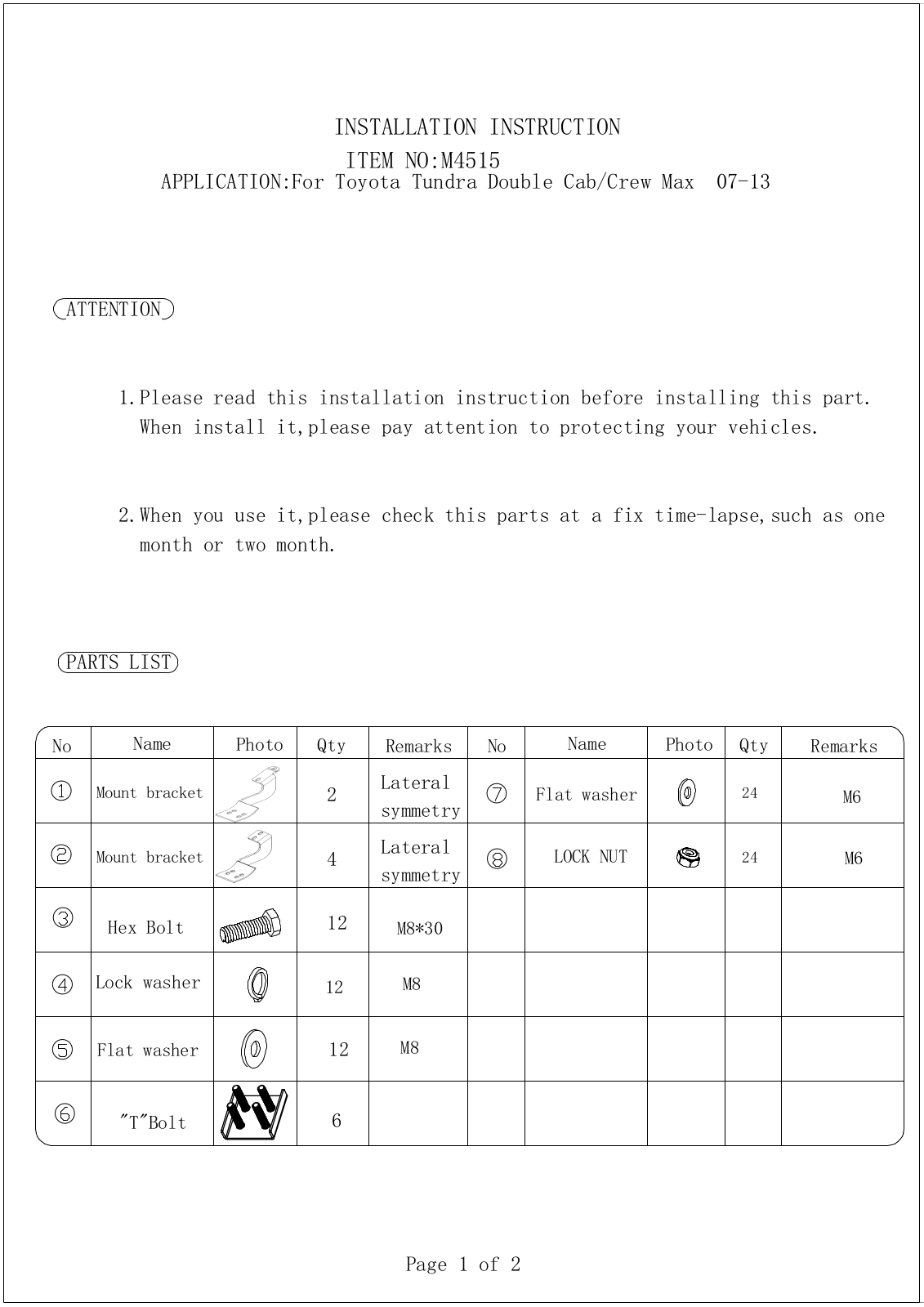 Aries Automotive 4515 User Manual