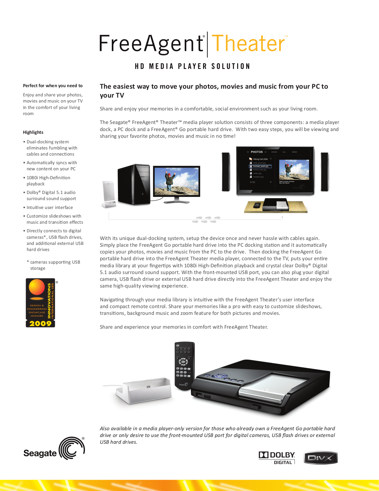 Seagate FREEAGENT THEATER DATASHEET