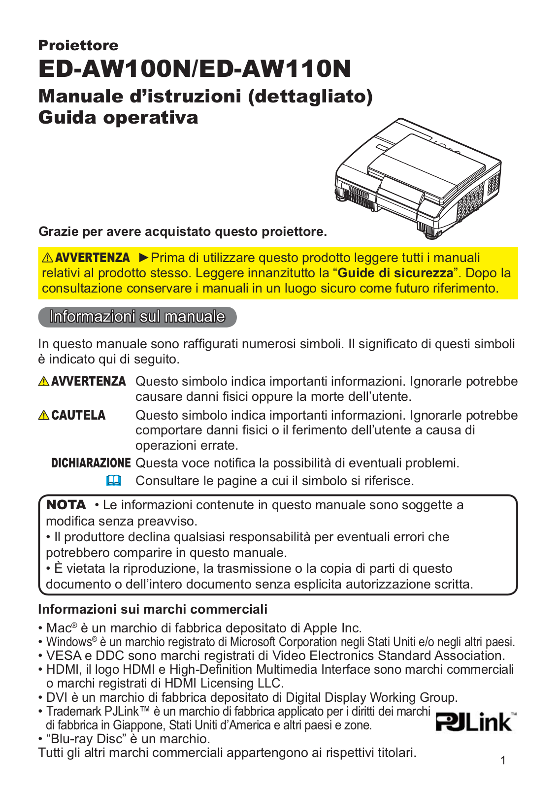 Hitachi ED-AW110, ED-AW100 User Manual