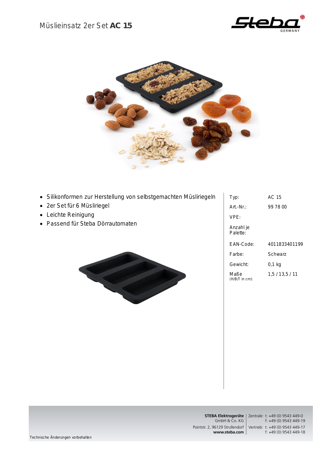 Steba AC 15 Technical data