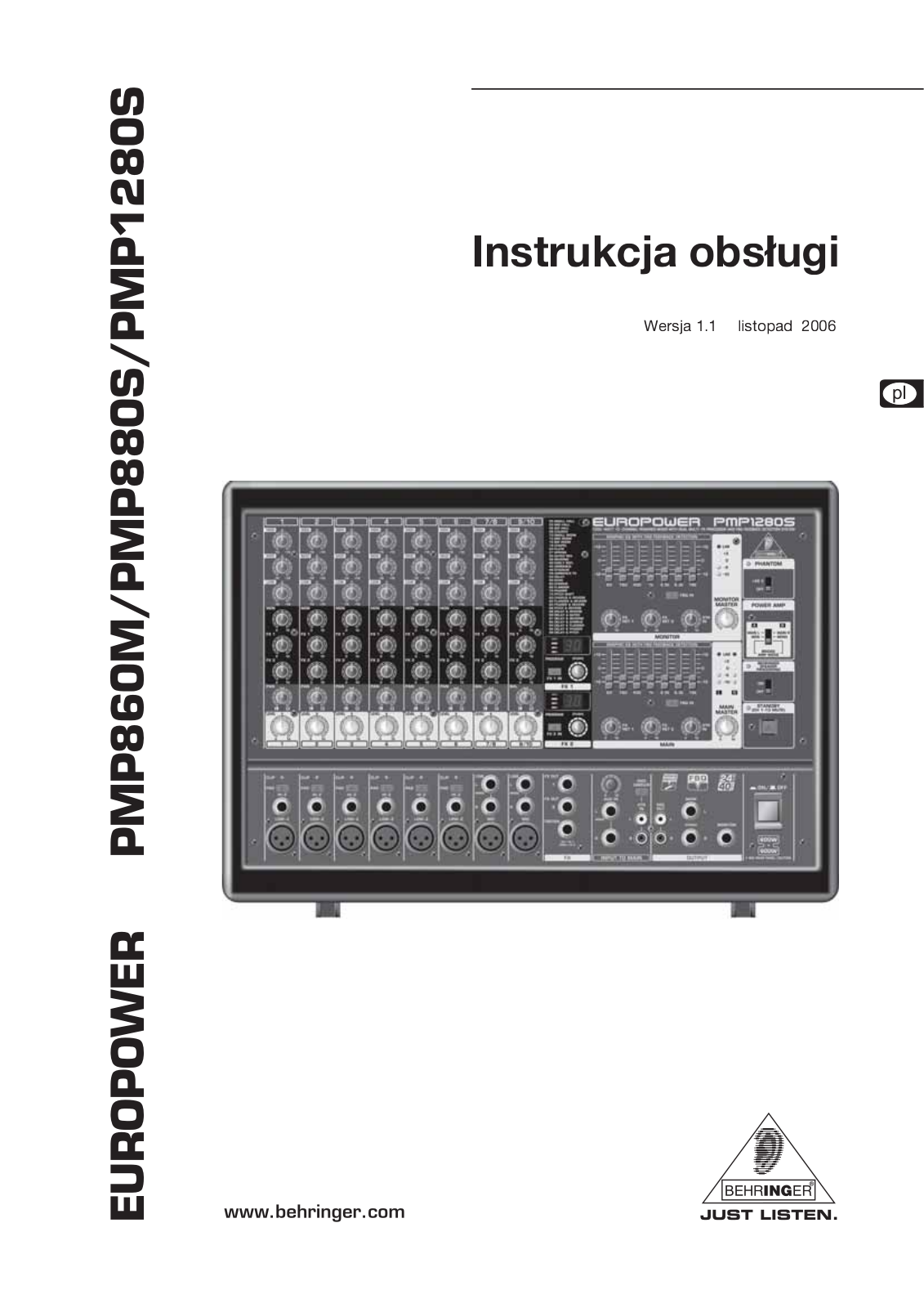 Behringer PMP1280S, PMP860M, PMP880S User Manual