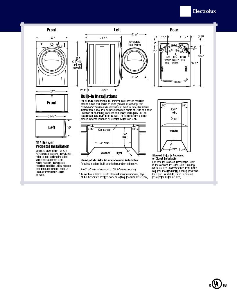 Electrolux EIFLS60J RR, EIFLS60JMB Specification Sheet