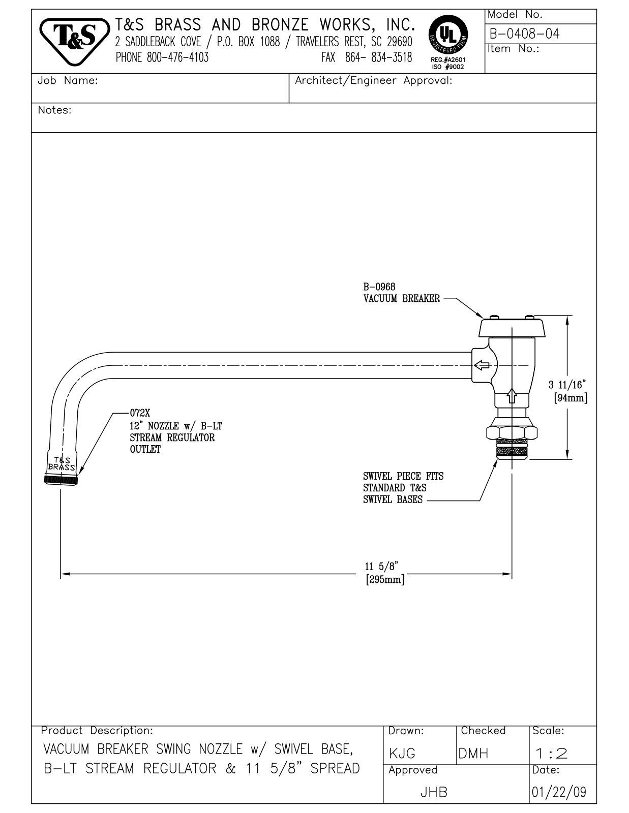 T&S Brass B-0408-04 User Manual