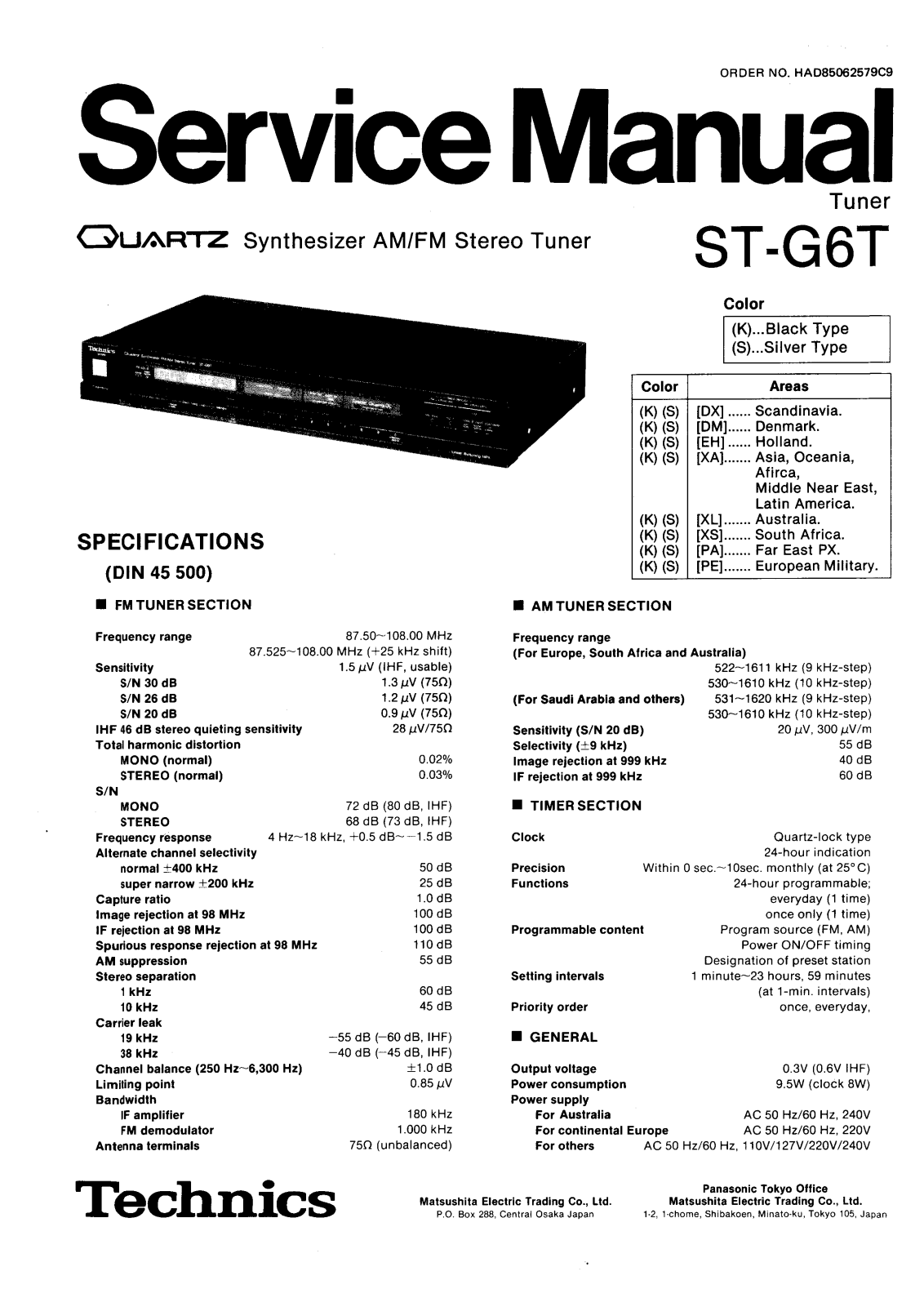Technics ST-G6T Service Manual