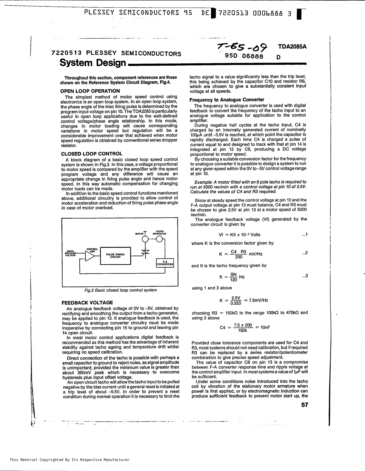 GEC Plessey Semiconductors TDA2085A Datasheet