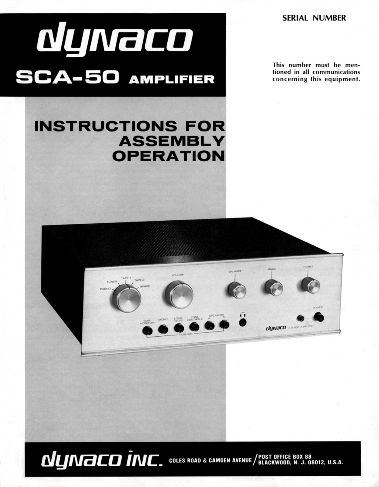 Dynaco SCA-50 Owners manual