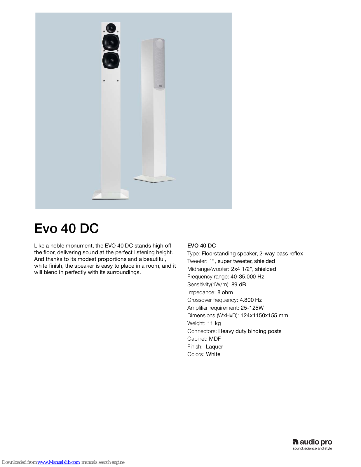 Audio Pro EVO 40DC Specifications - ManualMachine.com