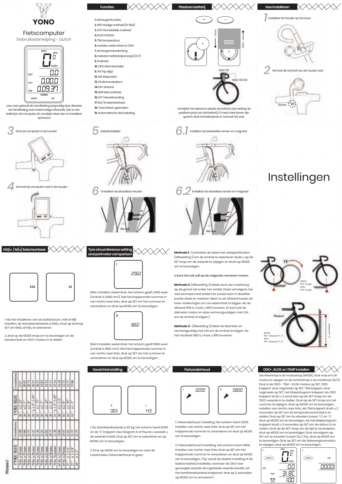 Yono Fietscomputer User Manual