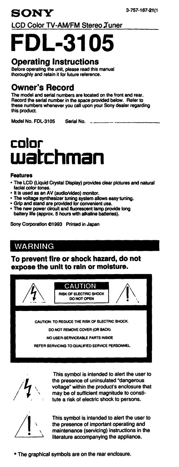 Sony FDL-3105 Operating Manual