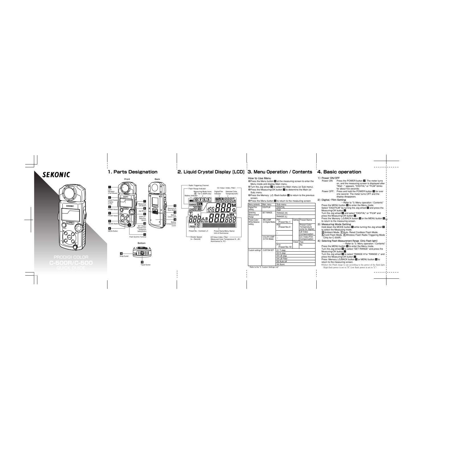 SEKONIC C-500, C-500R service manual