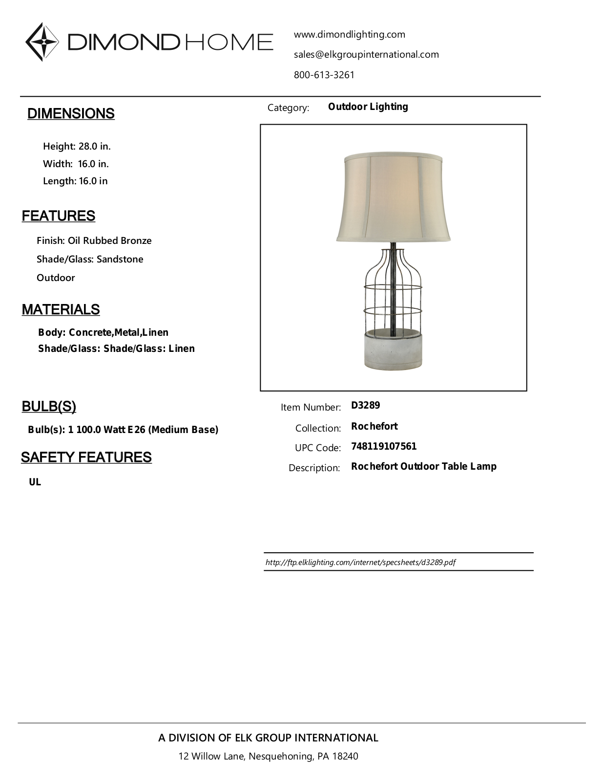 ELK Home D3289 User Manual