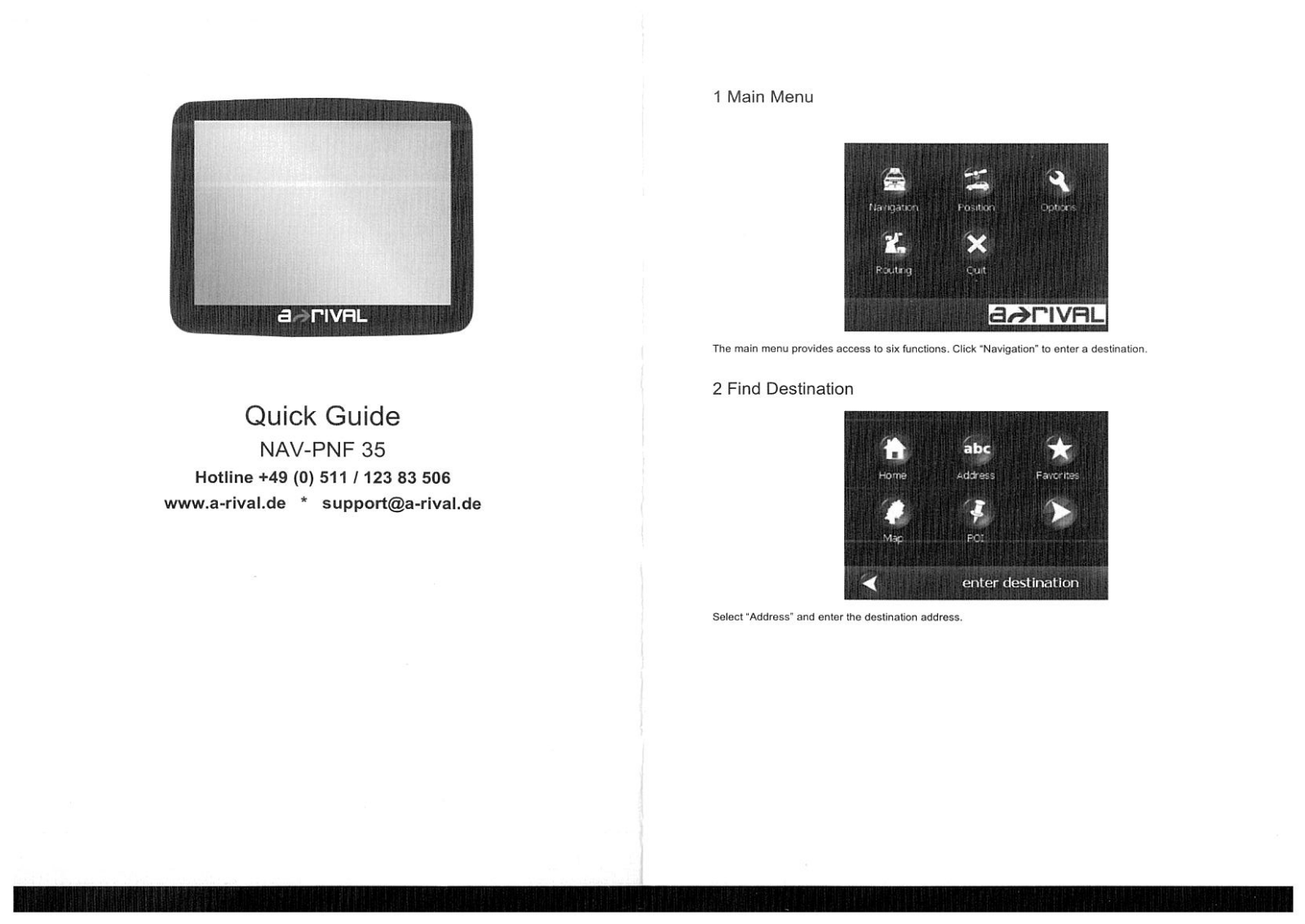 A-Rival NAV-PNF35 Quick Start Guide