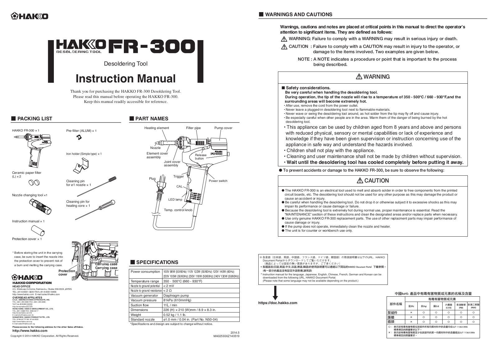 Hakko FR-300 User Manual
