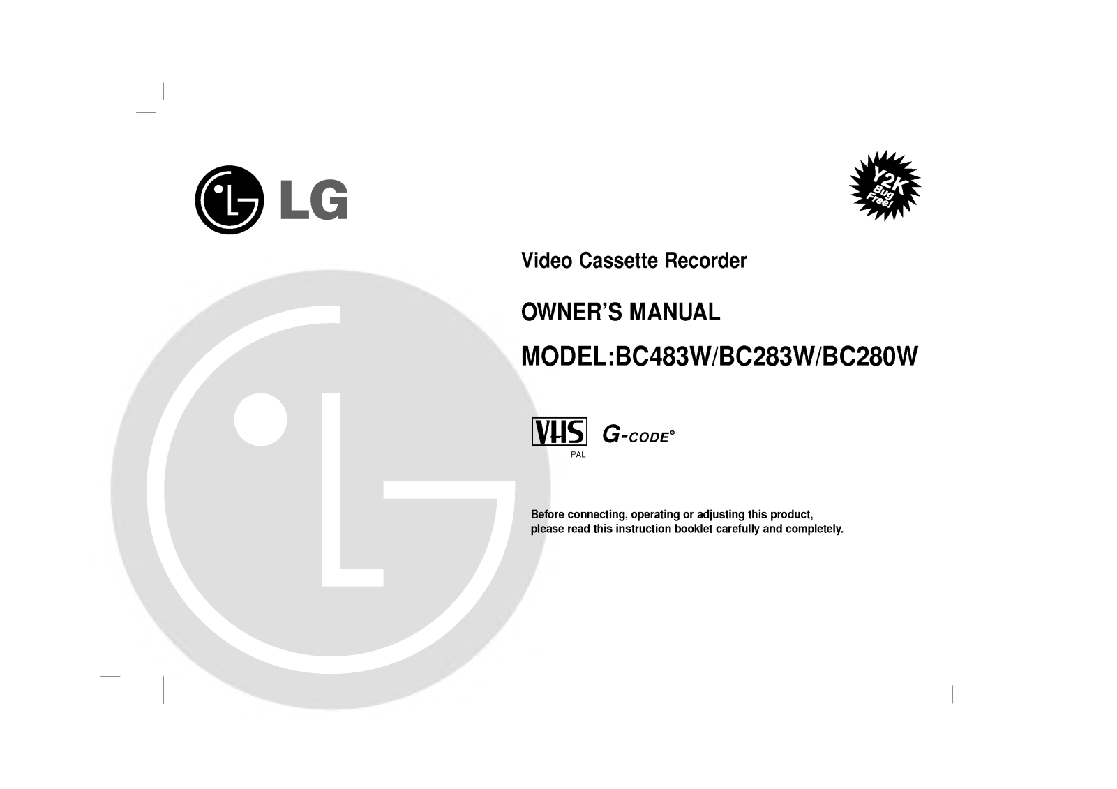 LG BC280W Manual
