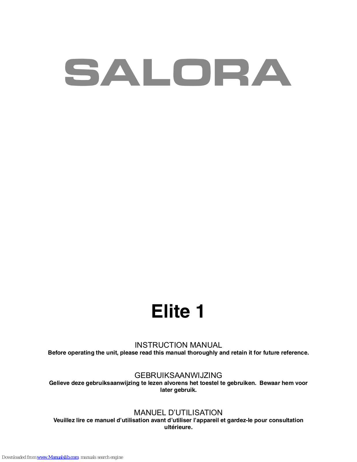 Salora ELITE 1 Instruction Manual