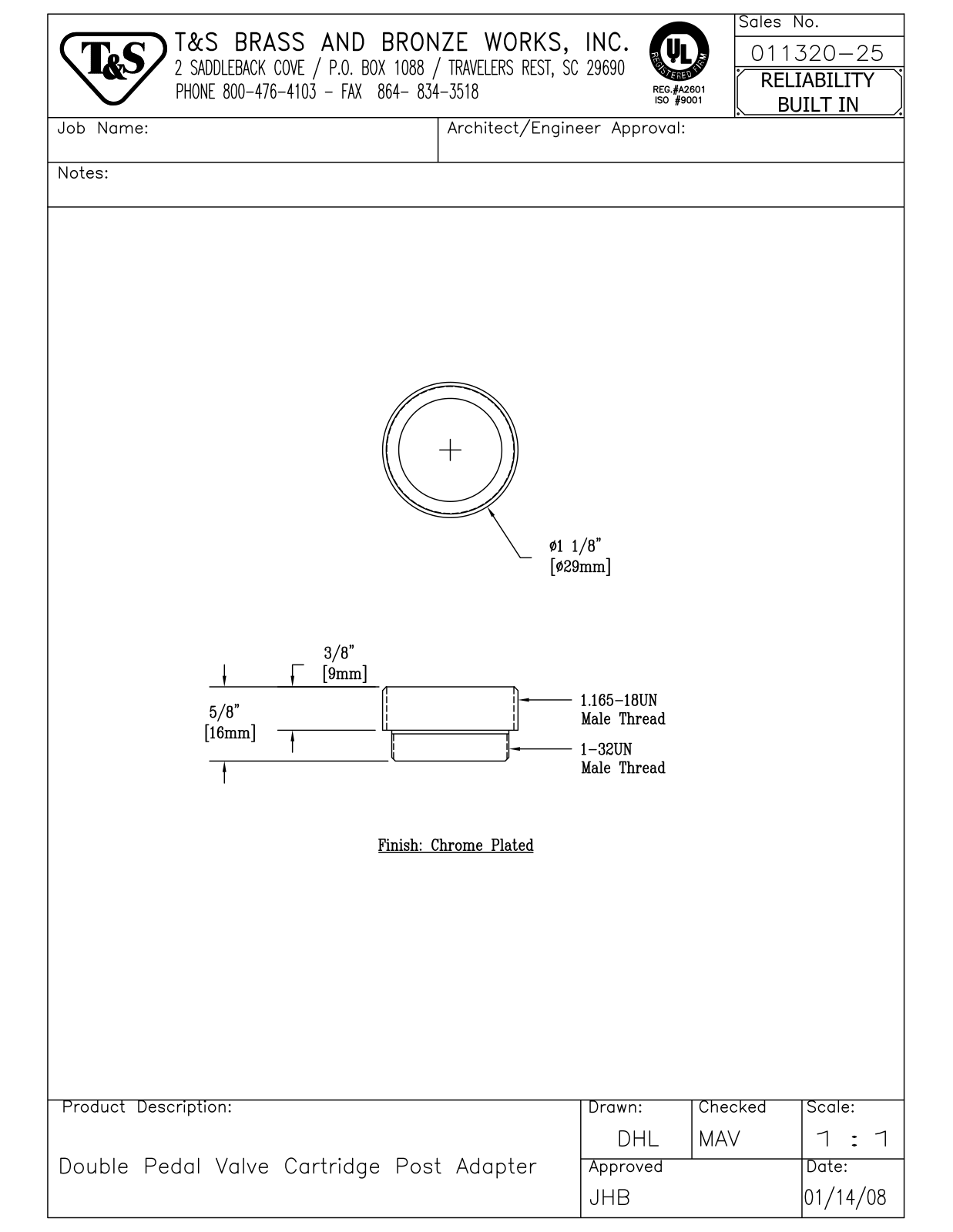 T&S Brass 011320-25 User Manual