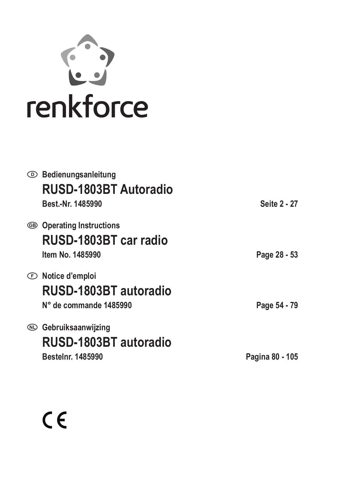 Renkforce 1485990 Operating Instructions