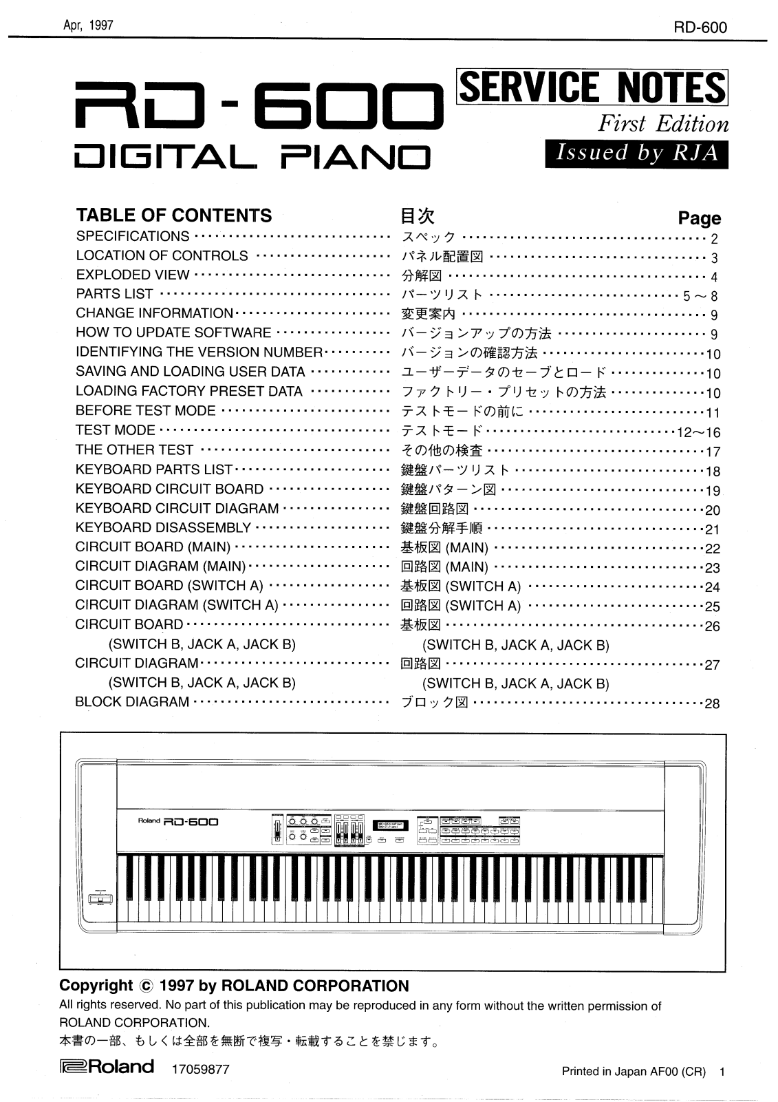 Roland RD-600 Service Manual