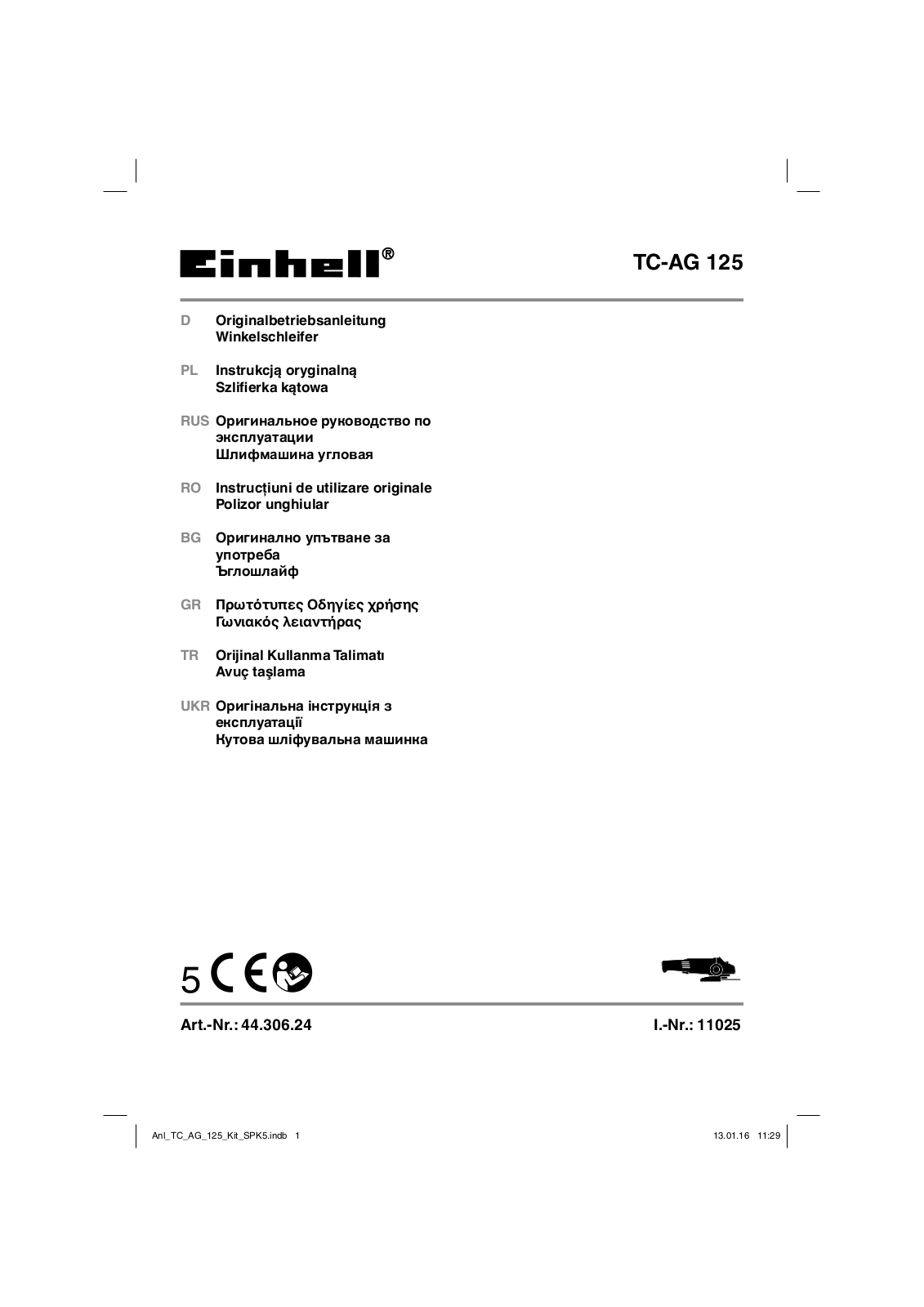 EINHELL TC-AG 125 kit User Manual