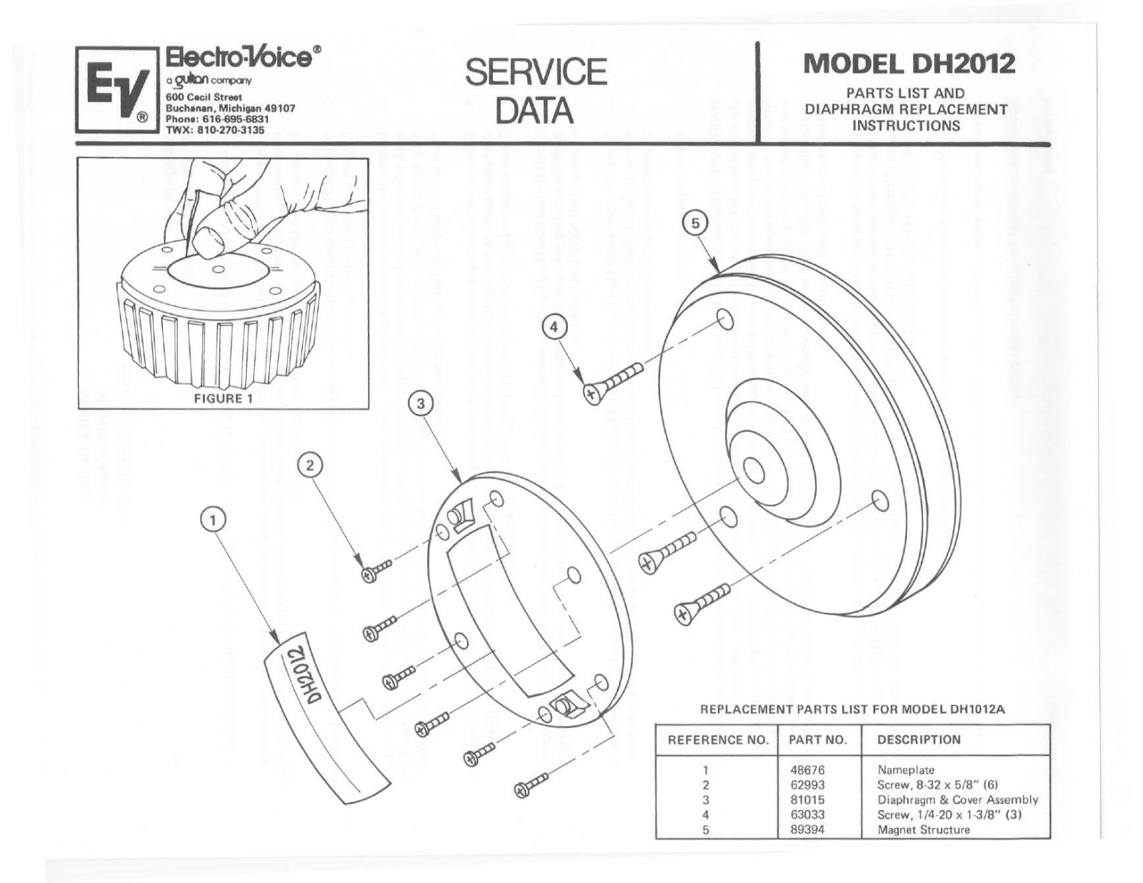 Electro-voice DH2012 DATASHEET