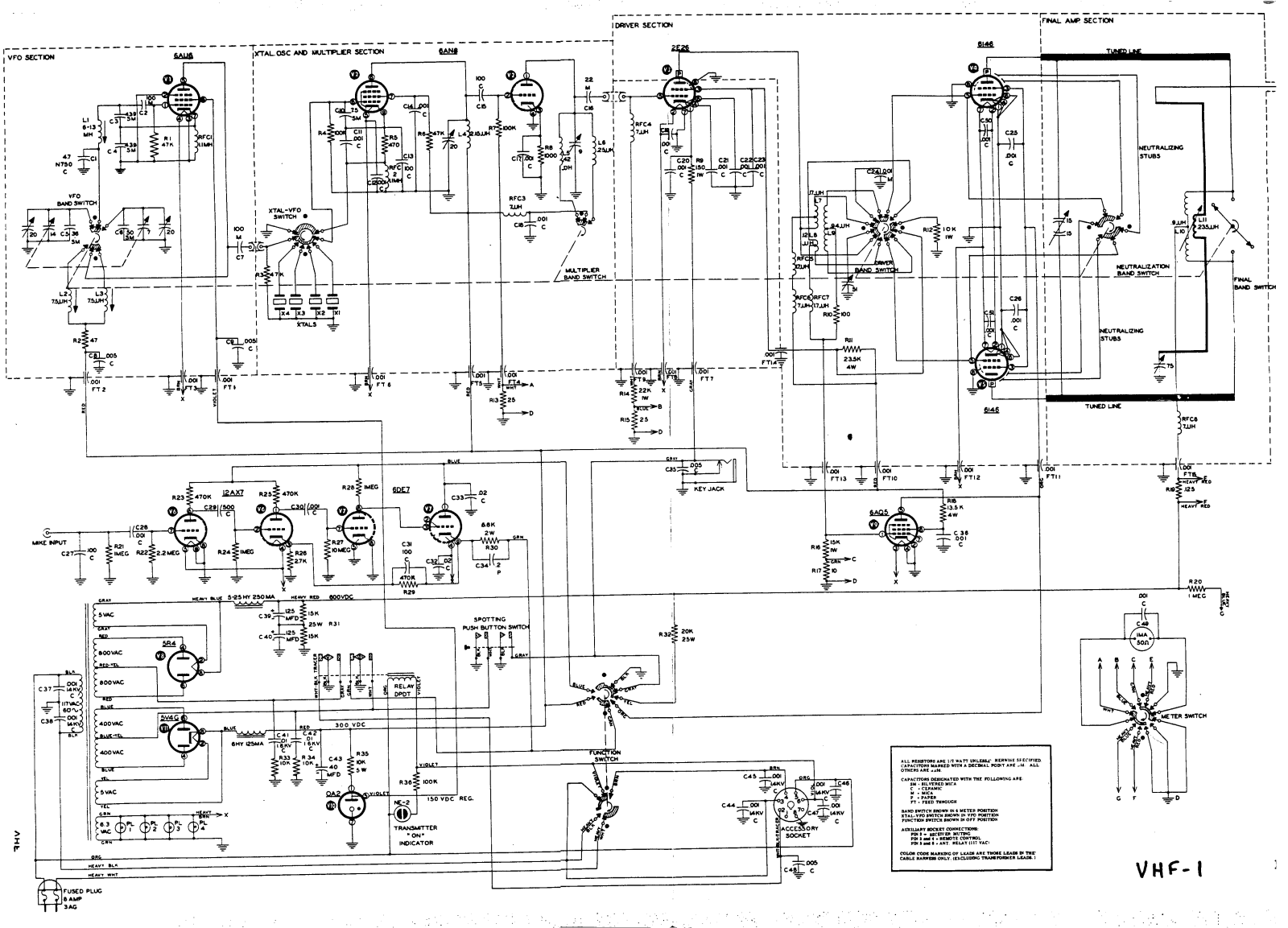 Heath Company VHF-1 Schematic