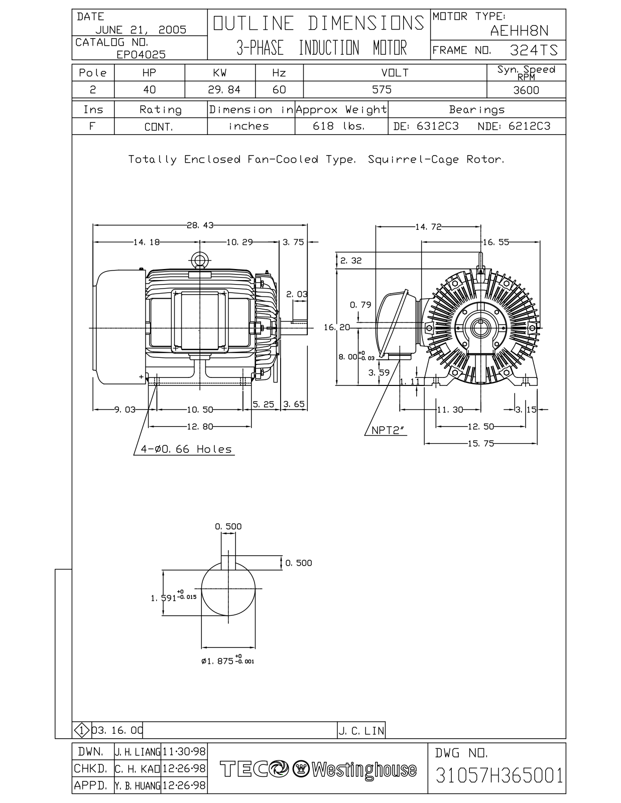 Datasheet EP04025 Reference Drawing (Teco) - ManualMachine.com