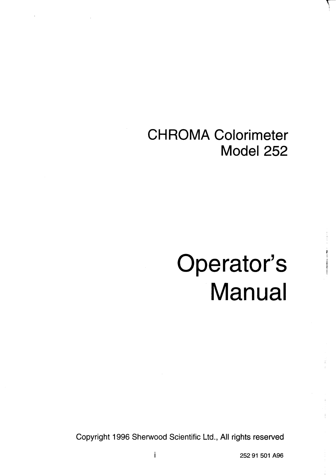 Chroma Colorimeter 252 User manual