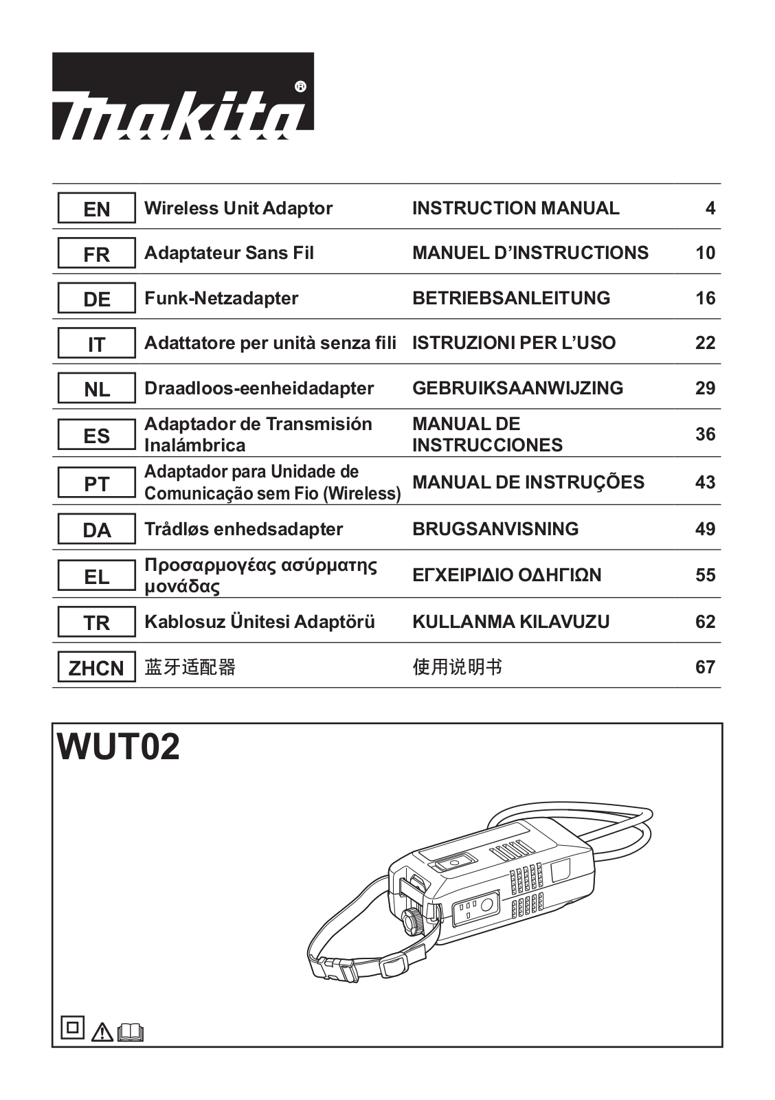 Makita WUT02U Instruction Manual