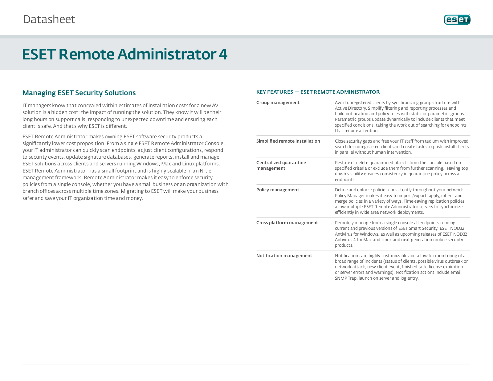 Eset REMOTE ADMINISTRATOR 4 User Manual