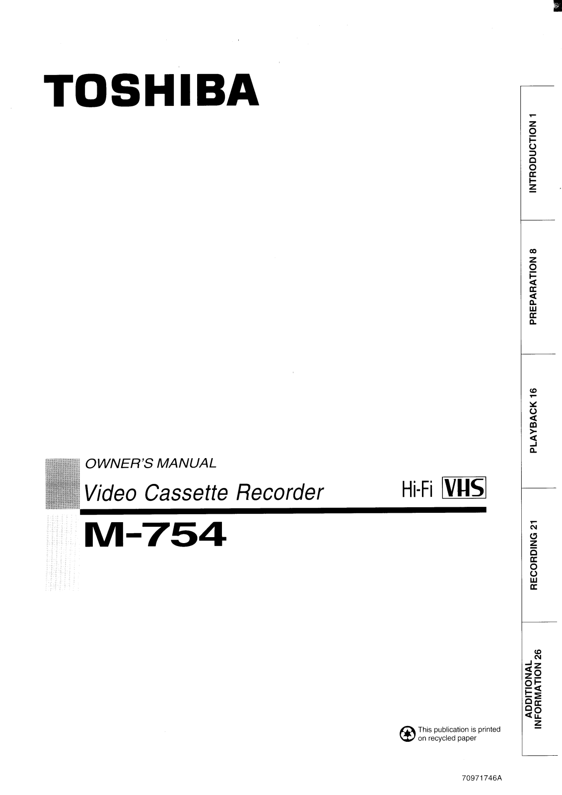 Toshiba M754 Owner's Manual