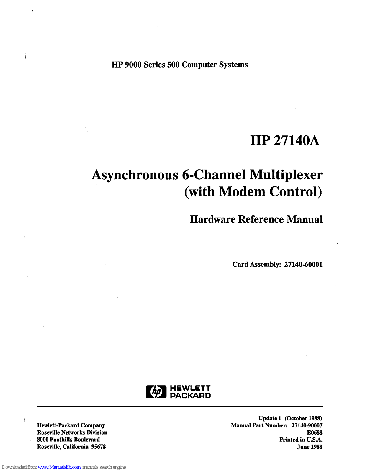HP 27140A Hardware Reference Manual - ManualMachine.com