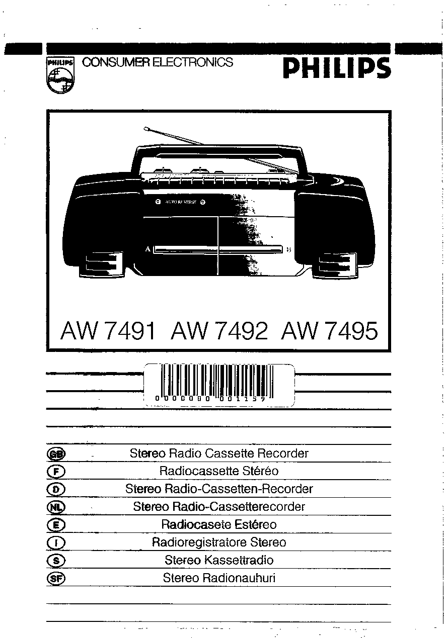 Philips AW 7495, AW 7492, AW 7491 User Manual