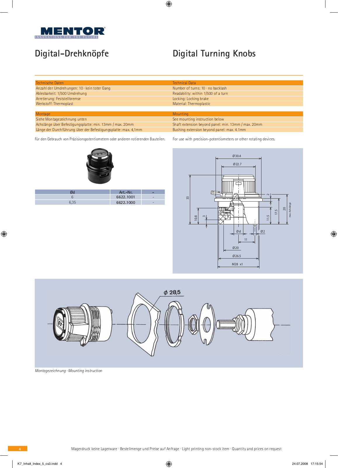 Datasheet 6622.1000 Specification - ManualMachine.com