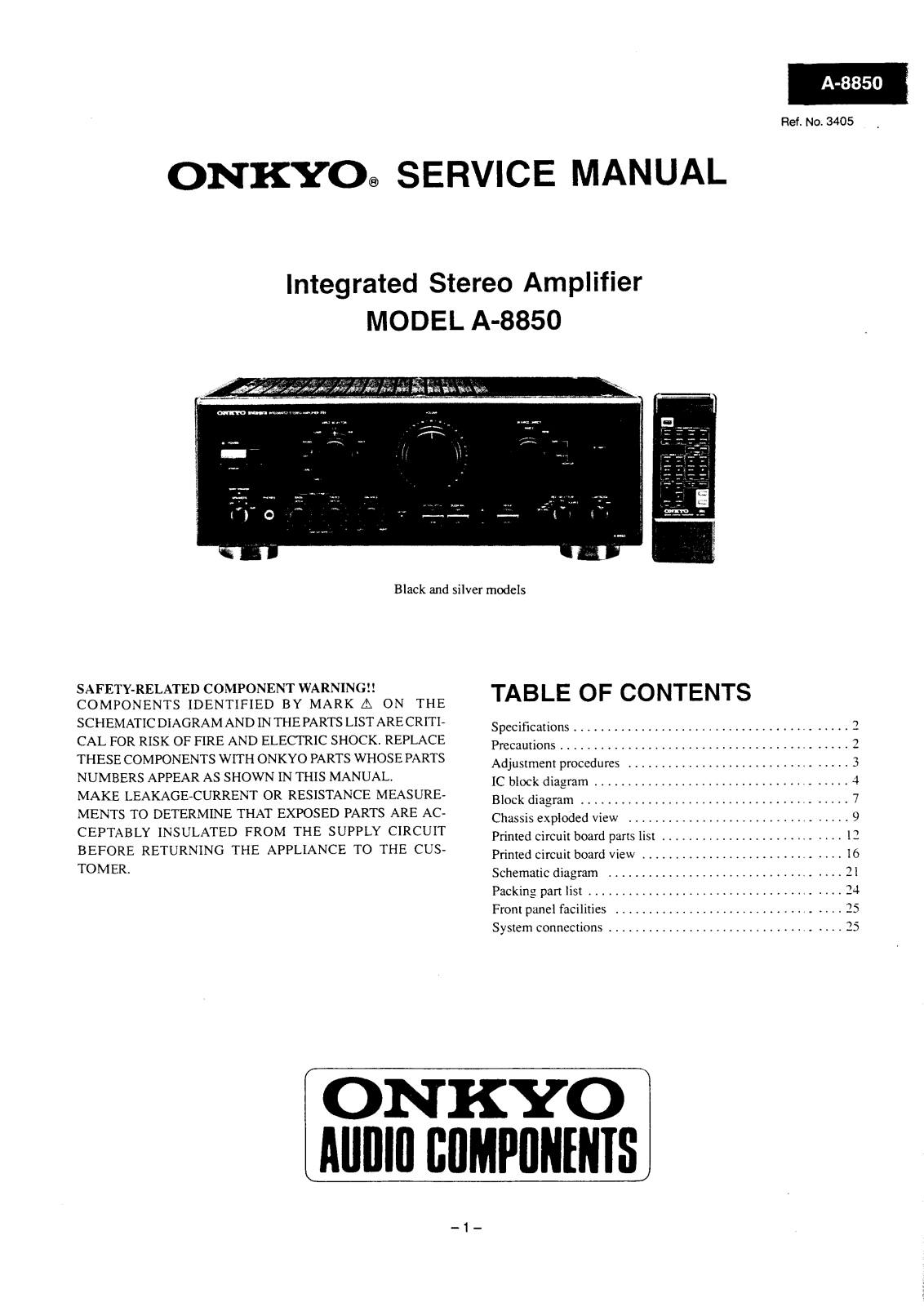 Onkyo A-8850 Service manual