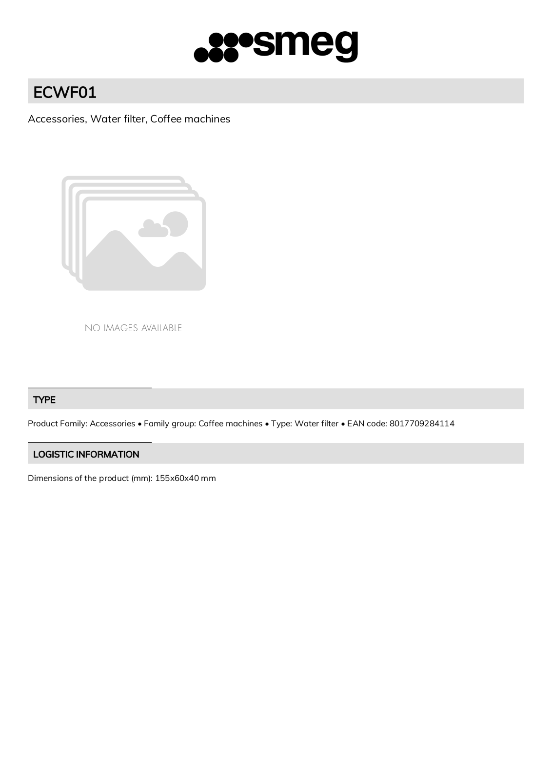 Smeg ECWF01 Technical sheet