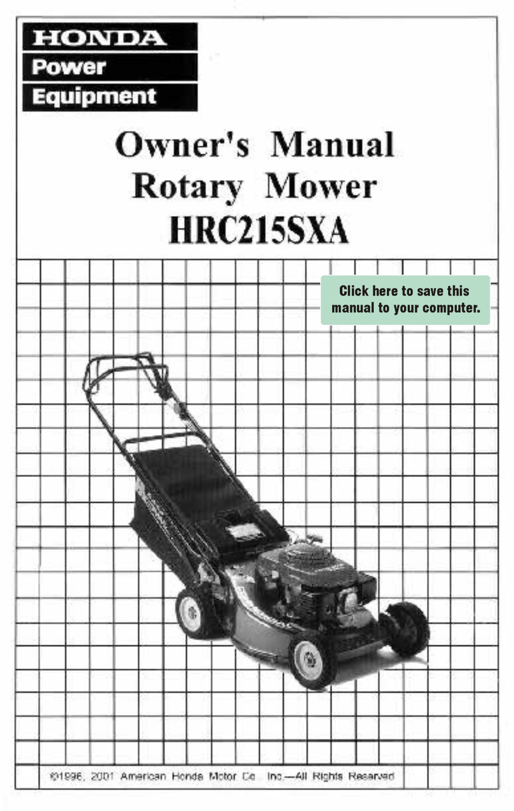 Honda HRC215SXA Owner's Manual