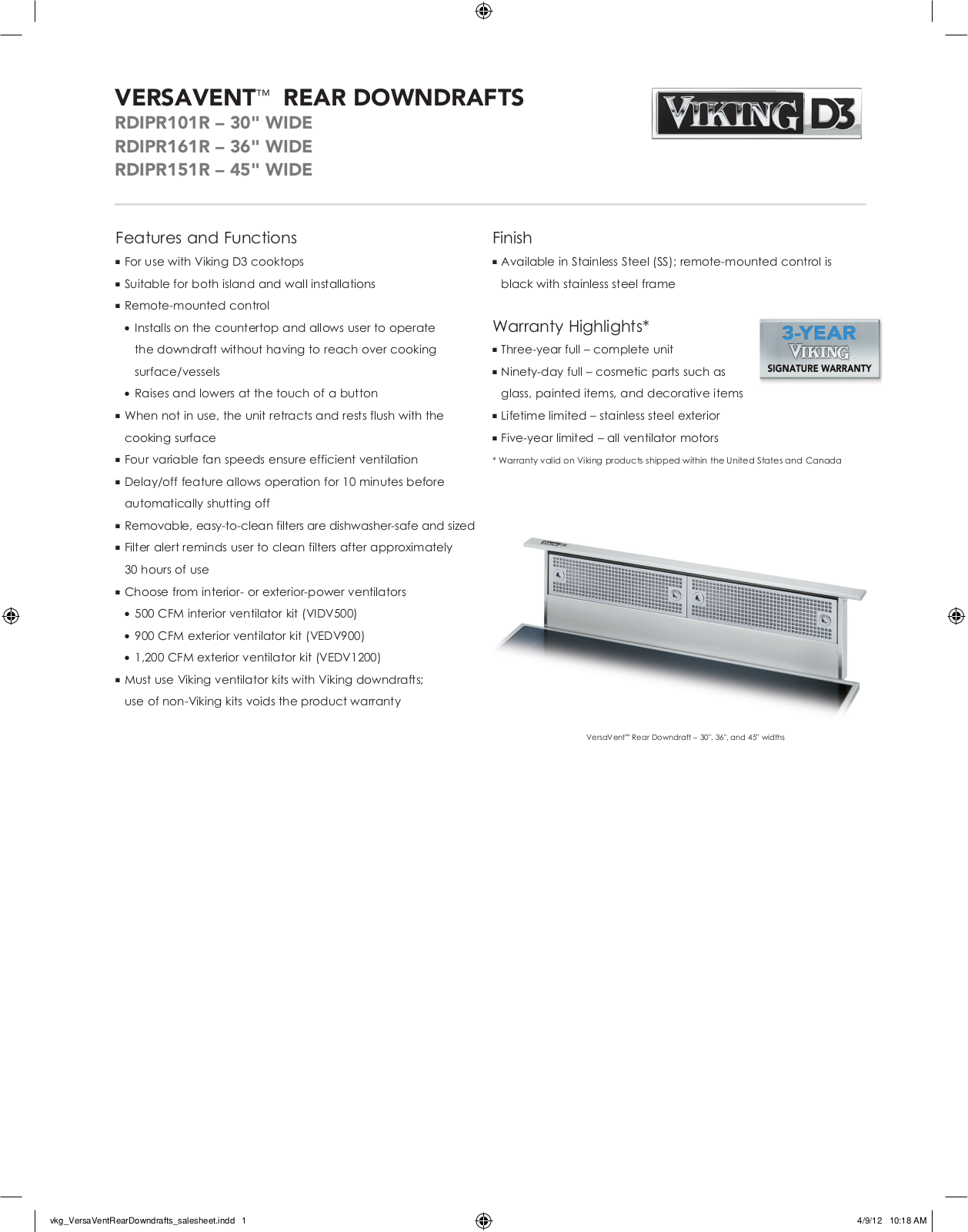 Viking RDIPR101R User Manual