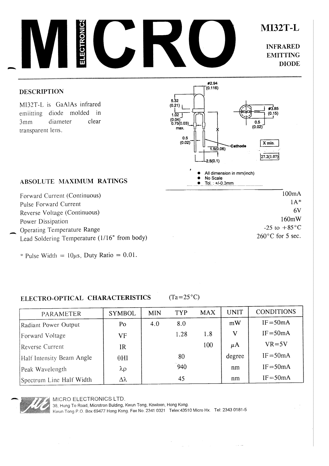 MICRO MIB31TA, MH8100F Datasheet