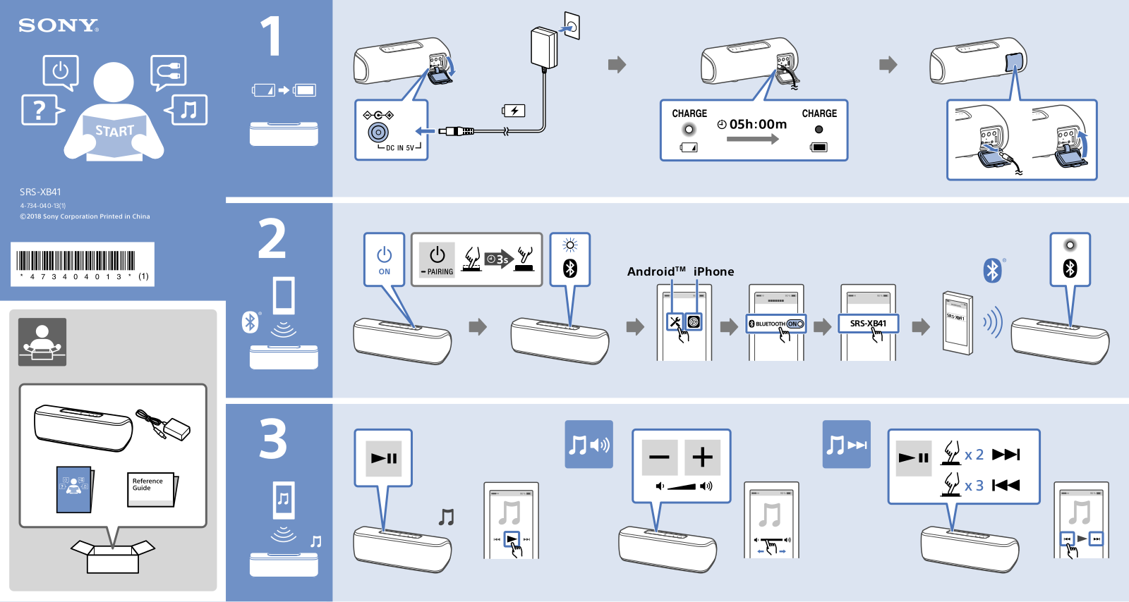 Sony SRSXB41W, SRSXB41R, SRSXB41B, SRSXB41L Quick Guide