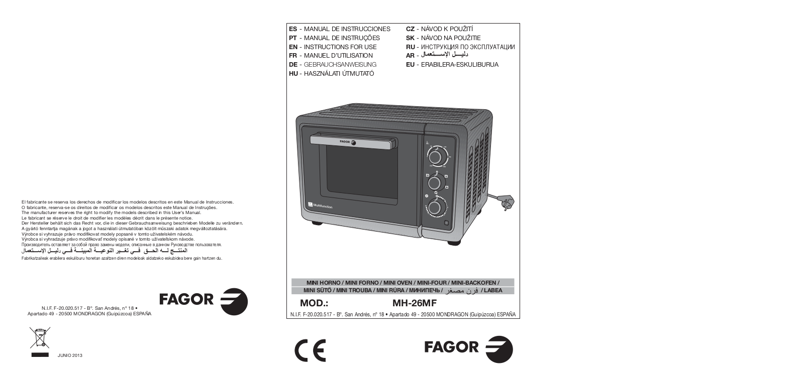 Fagor MH-26MF User Manual